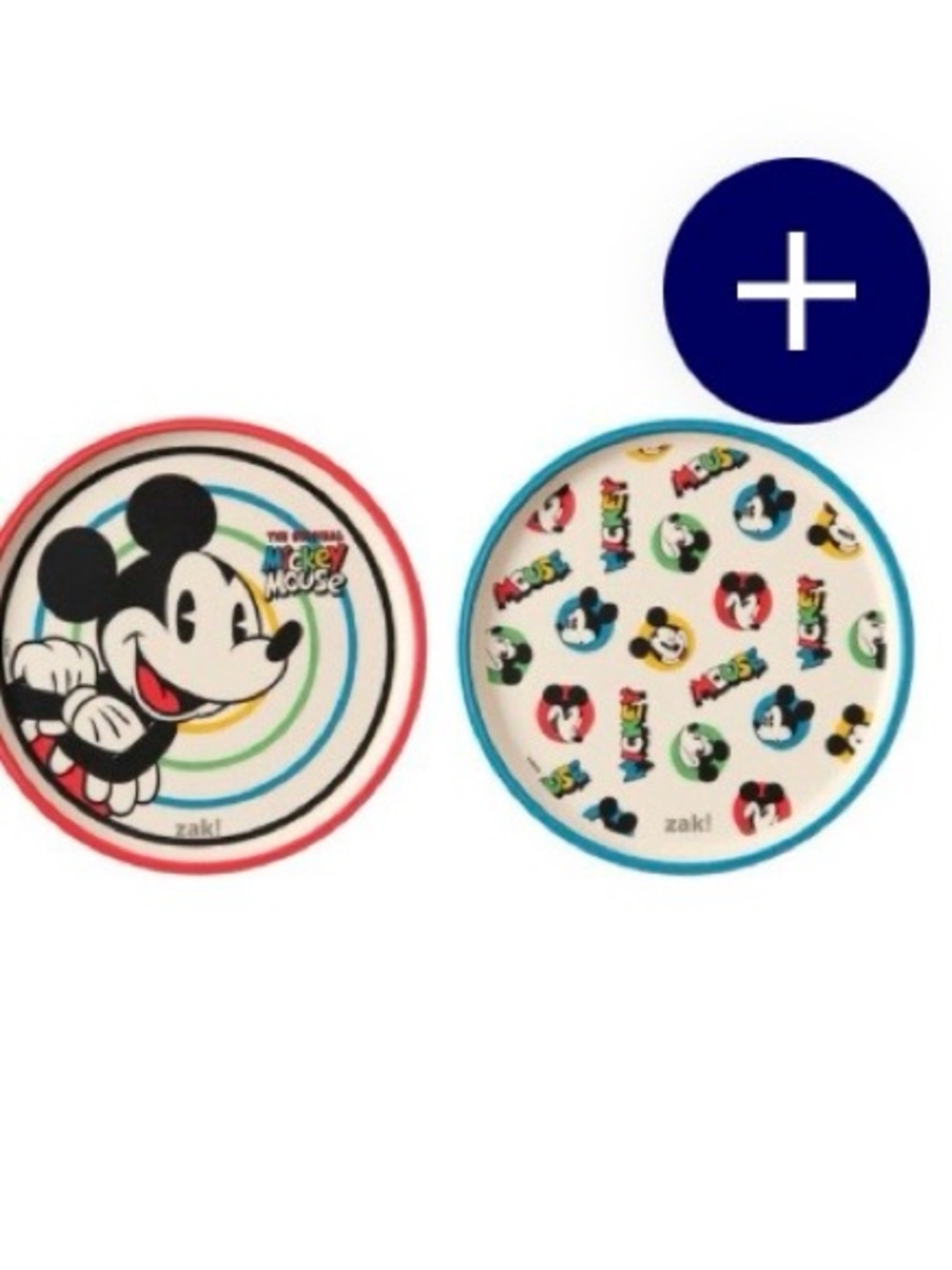 Zak! Disney Mickey Mouse Kids Dinnerware Plates Set - Red & Blue